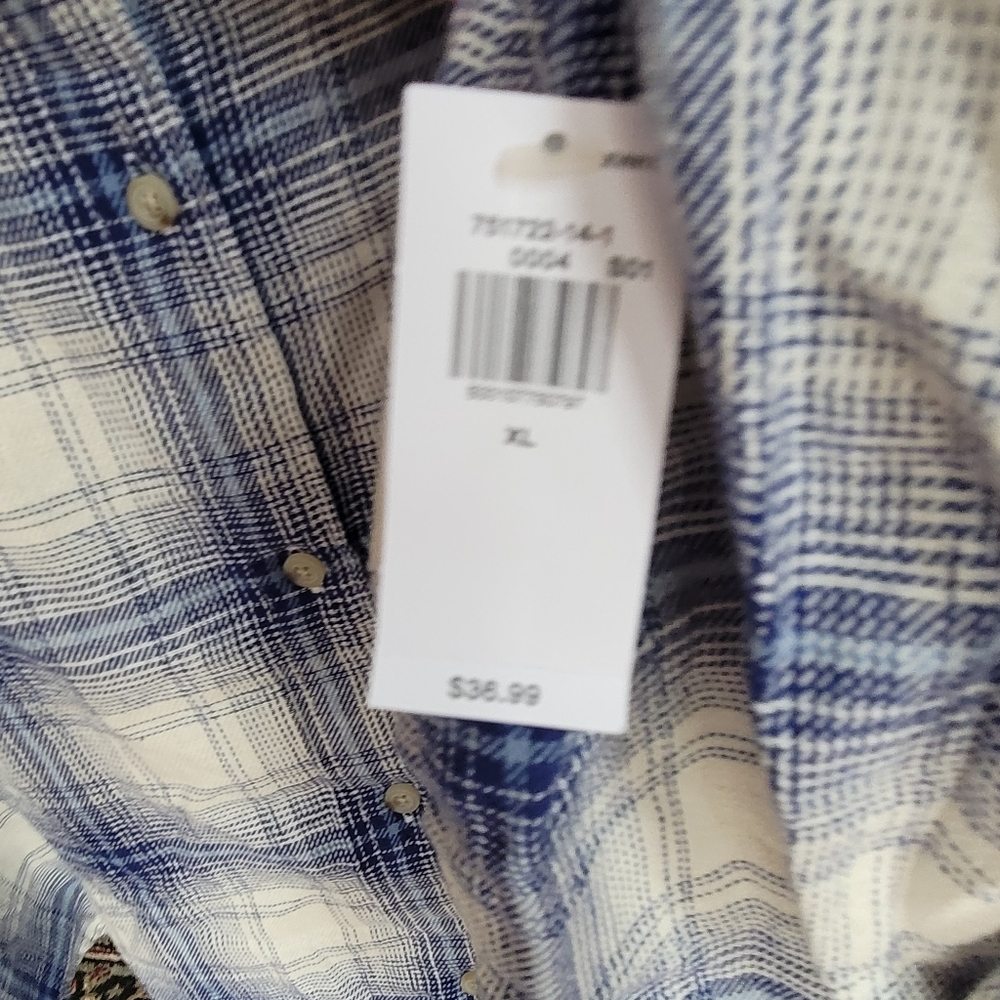 Old Navy XL The Boyfriend Shirt Blue Plaid - Picture 4 of 5